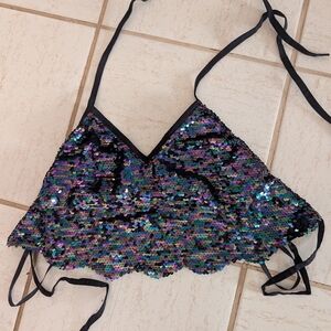 iHeartRaves Black Sequin Top